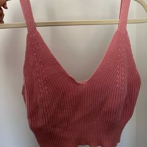 Pink knit flattering crop top / tank top